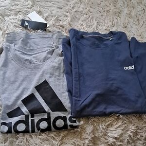 adidas Gray and Blue Short Sleeve Tees